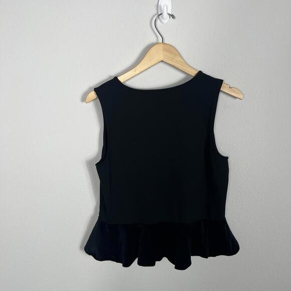 J Crew Black Velvet Peplum Sleeveless V Neck Top Black Holiday Womens Medium - Picture 6 of 6